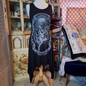 Killstar Black Graphic Dress with Lace Detail